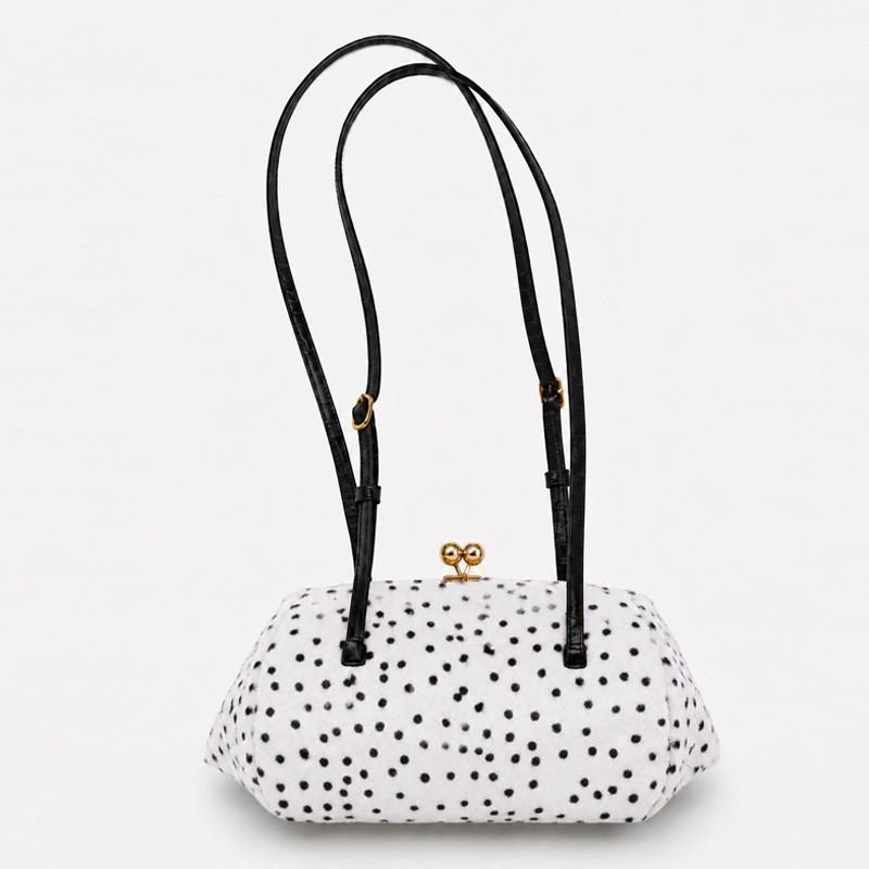 Fuzzy Leopard Polka Dot Mini Shoulder