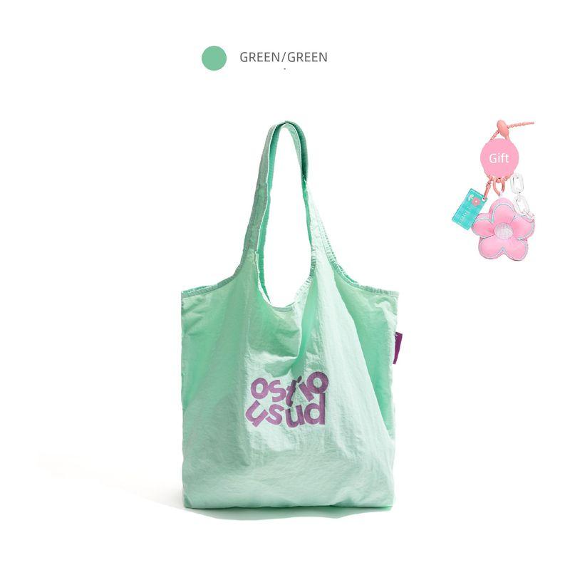 

Style Studio Korean Simple Letters Special-Interest Design Canvas Bag Lazy Work Clothing Artistic One-Shoulder Tote Bag Mint Green