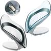 2 Pieces Leaf Shape Soap Dish, Removable Soap Box with Silicone Base Soap Dish Triangular Drainage for Kitchen, Shower, Bathroom (Blue Gray), Versaill