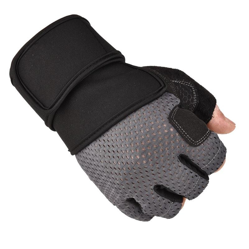 Half Finger Gloves for Men's Gym Help with Dumbbell Weight Lifting Wrist Guard Exercise Non Slip Wear Resistant Breathable Sports Riding