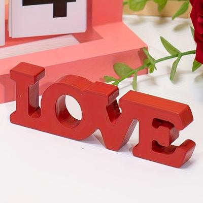 1Pc TEMU Hot Sale "LOVE" English Letters PVC Figurines Desktop Decoration Mini Party Ornament for Valentine's Day Wedding