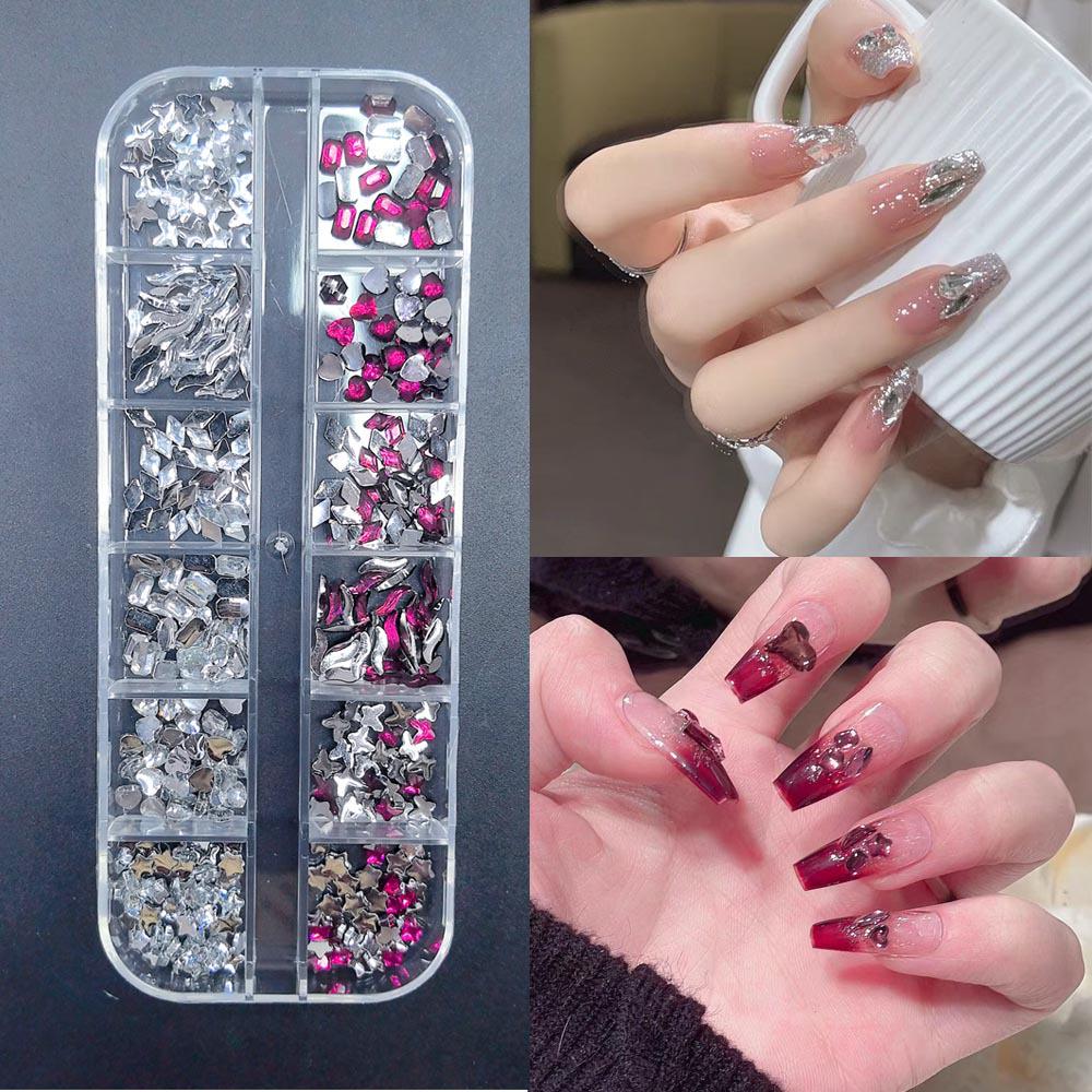 Nail Art Irregular Mini Ornaments: Pink, White, Colorful Champagne Accessories