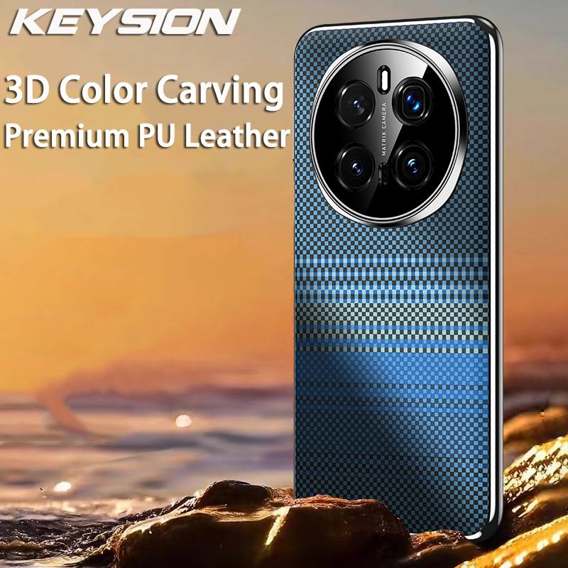 KEYSION Luxury 3D Color Relief Woven Pattern PU Leather Phone Case for Huawei HONOR Magic 7 Pro 5G Plating Shockproof Back Cover