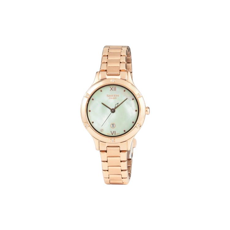 CASIO Women s SHEEN Mother Of Pearl Color Watch SHE-4546PG-3AUPR Pink