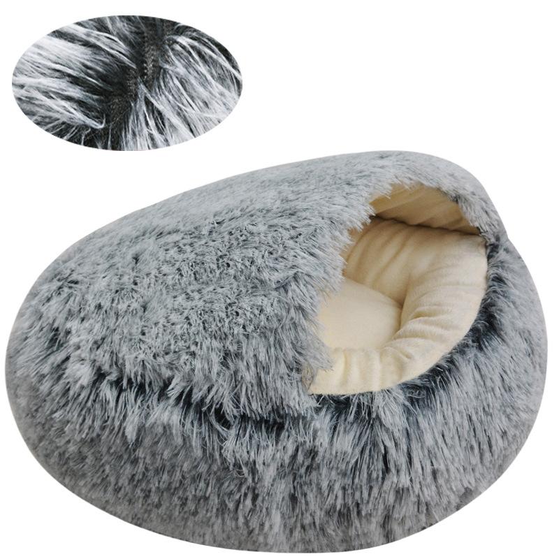 Semi-Enclosed Cat Bed Warm Cat Nest Plush Dog Sofa Windproof Dog House 2 Use Pet Dog Bed Soft Cat Sleeping Bed