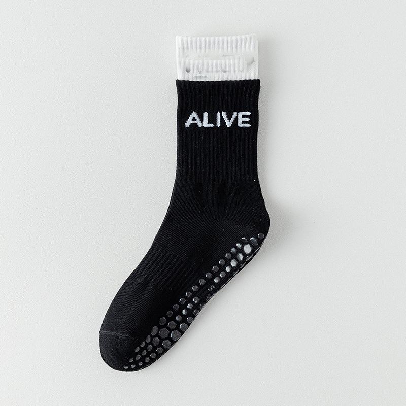 

Женские нескользящие носки для йоги и пилатеса — легкие, до середины икры, с принтом акулы One Size чёрный