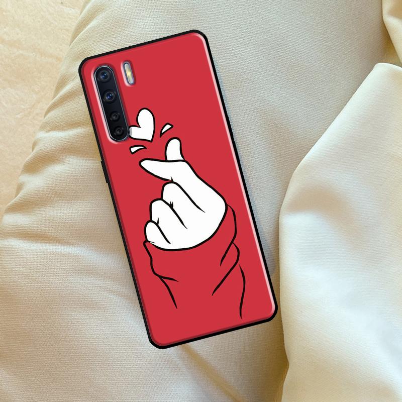 Kpop Finger Heart Case For Oppo A6 A5 Pro A15 A57 A17 A54 A74 A94 A76 A16 A96 A40 A60 A80 A18 A38 A58 A78 A98