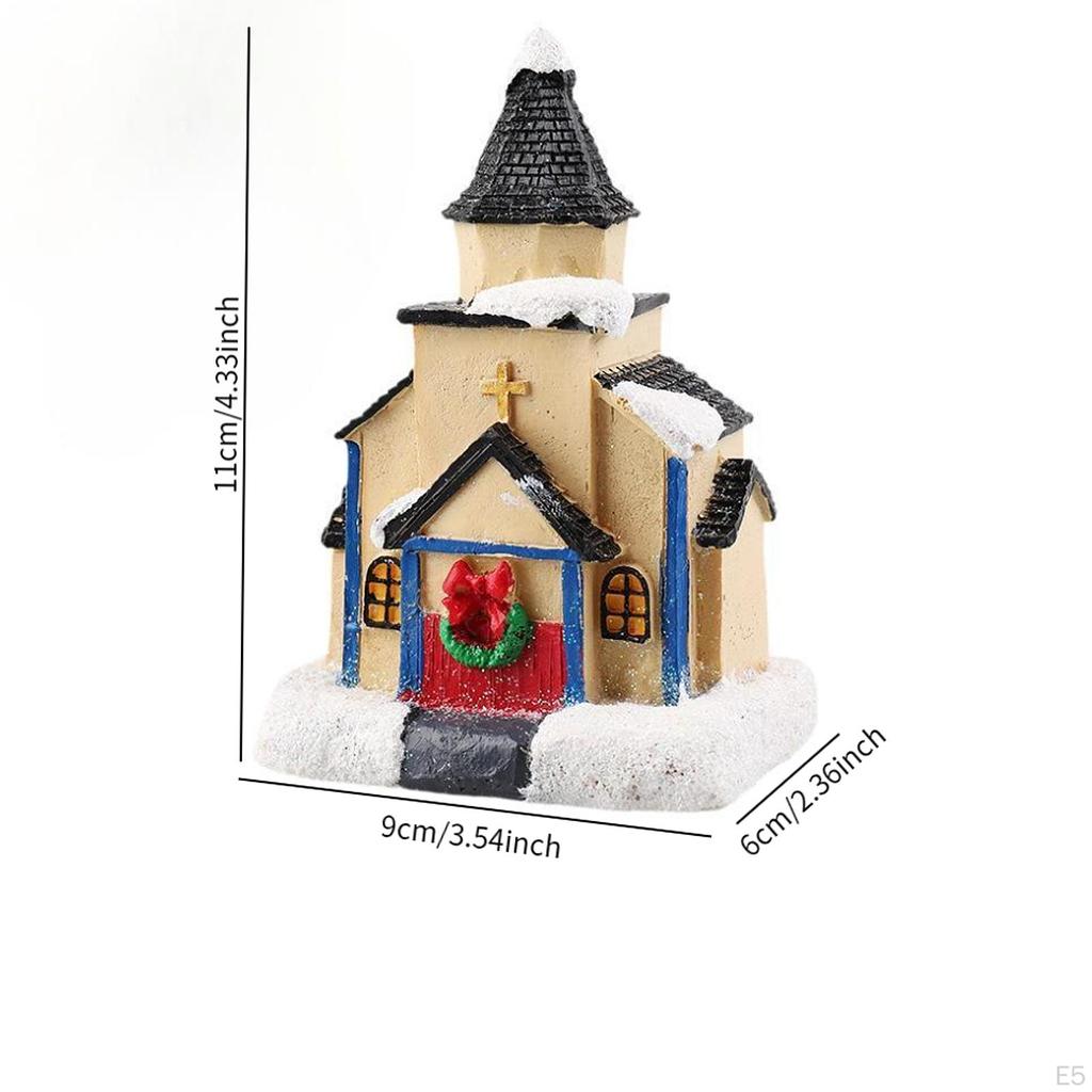 2 Pieces Lighted Christmas Village Figurines Tabletop Decorations House Sculptures for