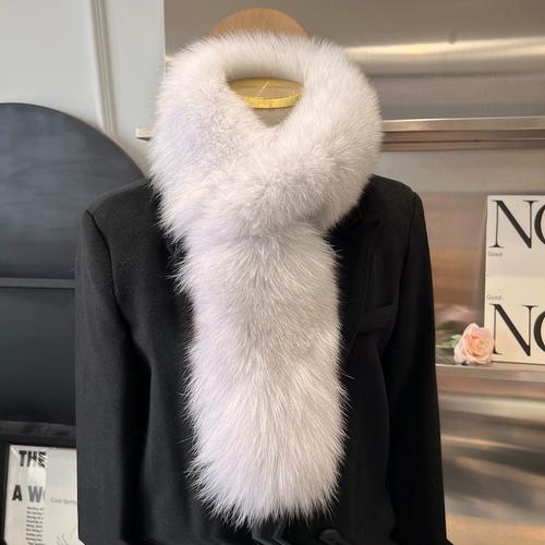 Long Real Fox Hair Scarf, Simple and Warm in Autumn and Winter, Thickened Double-sided Plush Neck Protector, Fur Scarf, Fur Collar, Children