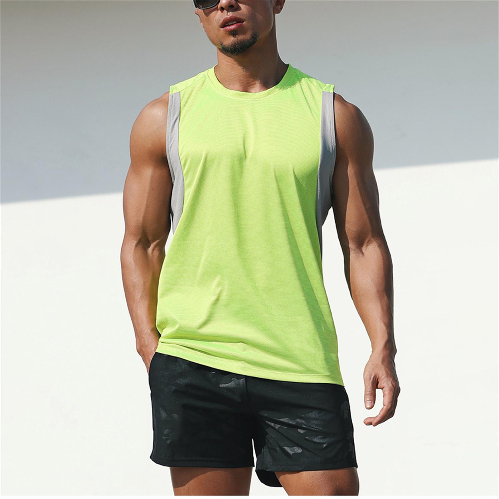 

Мужская майка без рукавов, быстросохнущая футболка с мышцами, тренировка в тренажерном зале, бег, летняя футболка, майка, спортивная одежда с круглым вырезом XXXL