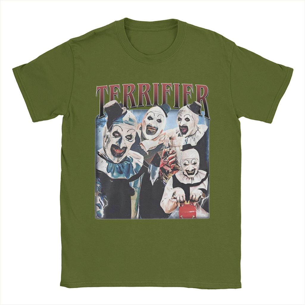 Terrifier Horror Movie T Shirts Men 100% Cotton Vintage T-Shirt Crew Neck  Tees Short Sleeve Clothes Summer