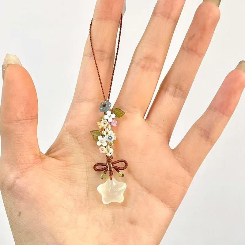Nuevo Estilo Chino Hielo Transparente Estrella Flor Colgante Dulce y Lindo Colgante para Bolso de Móvil
