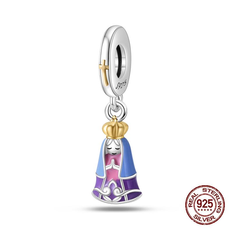 Original New Copper Prayer Virgin Mary Charms Beads Fit Necklace Bracelet Accessory Diy Jewelry For Women Gift