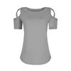 Women's Summer Fashion Casual Solid Color Strapless V-Neck Short Sleeve T-Shirt Top