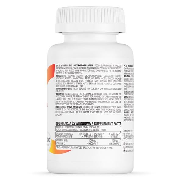 OstroVit Vitamin B12 Methylcobalamin, 200 Tabs