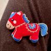 Flower Embroidery Horse Brooch Cute Cloth Fabric Pony Brooch  Clothing Accessory