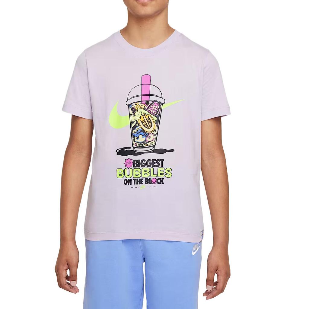 Nike Fashion Comfortable Trendy Simple Short Sleeve T-Shirt Kids Tops Light-Purple HQ3227-537