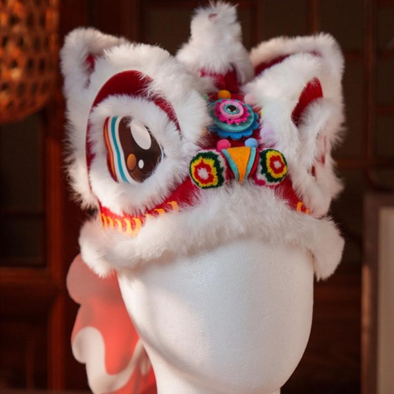 Nonwoven Chinese Lions Dance Hat DIY Lions Dance Cap Crafts Kit Chinese Dragon Head Cap Chinese New Year Decorations