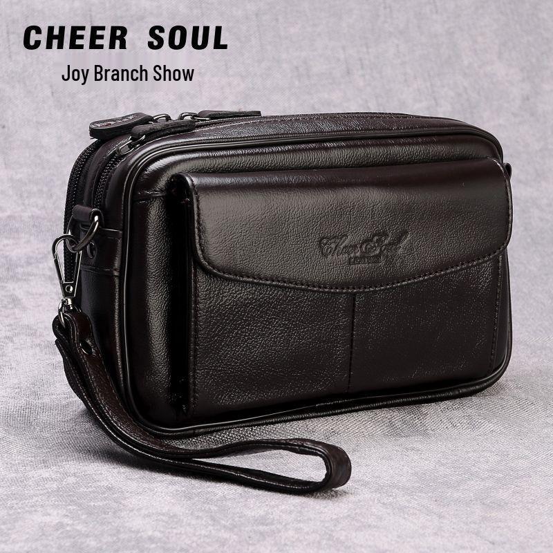 

Мужской деловой клатч и кошелек для документов из натуральной кожи кофейный