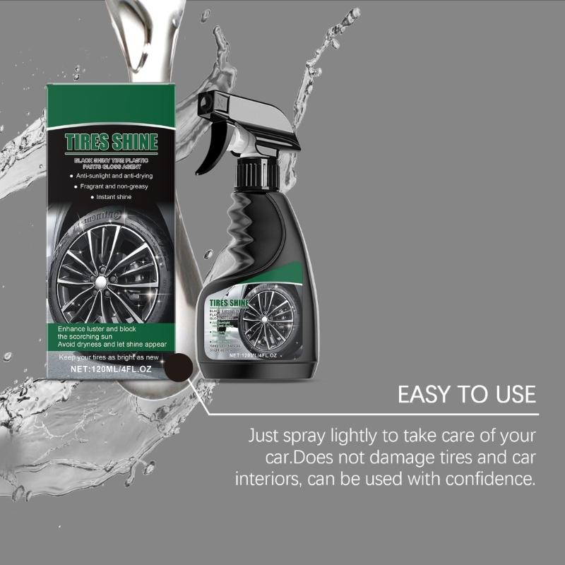 120ml Car Coating Black Wet Look Tire Polisher Shine Dressing Tire Dressing Sprayer Polishing Brightener