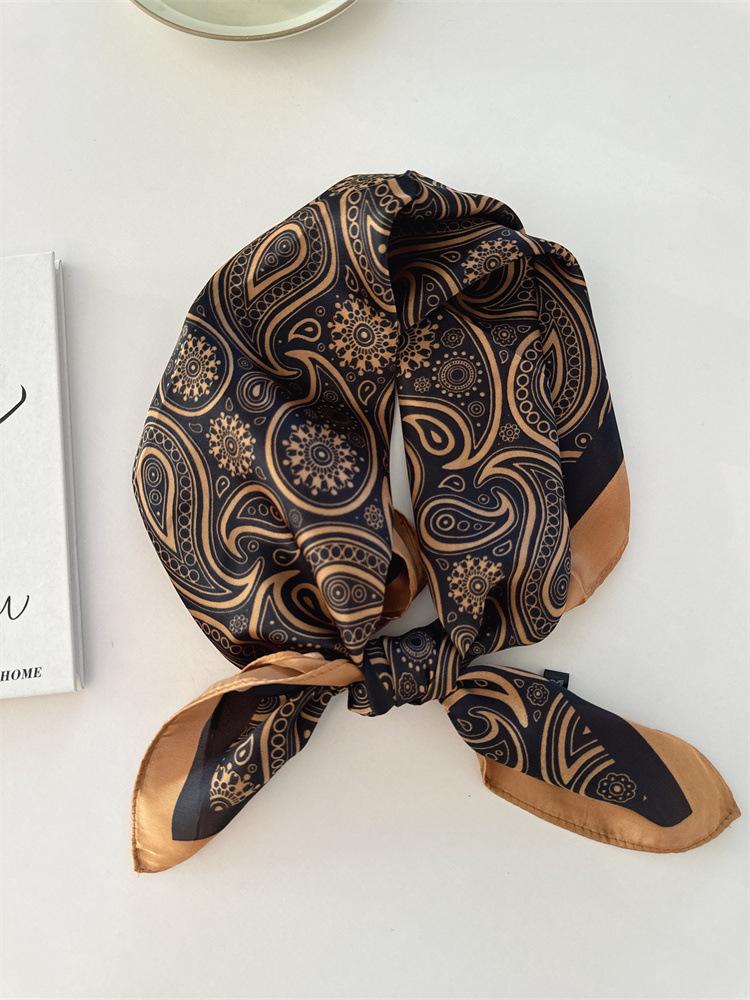 New Small Square Scarf Simple High-end Cashew Flower Waist Silk Scarf Women's High-end Fashion Versatile Belt Accessories