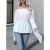 Módní Elegantní Dámská Blůza s Odkrytými Rameny Dlouhý Rukáv Plisovaná Slim Fit Elastický Pás Košile Kancelářský Streetwear Ležérní Jednoduché Sladké Jednobarevné Topy