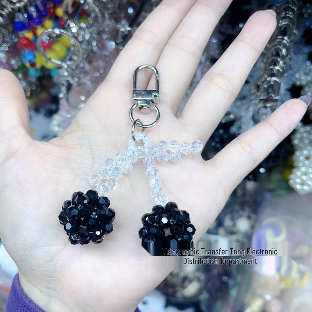 Korean Style Beaded Bow Heart Keychain & Phone Case Charm