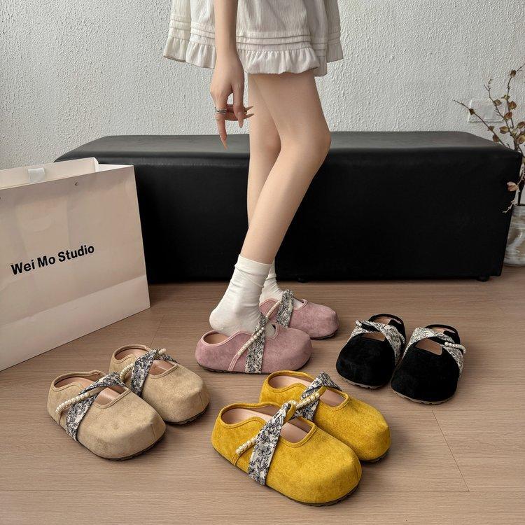 Thick-soled Inner Height Increase, One Pedal, Boken Shoes, Mary Jane Bag Head Half Slippers, Women's Spring and Summer Outer Wear 2025 New Models