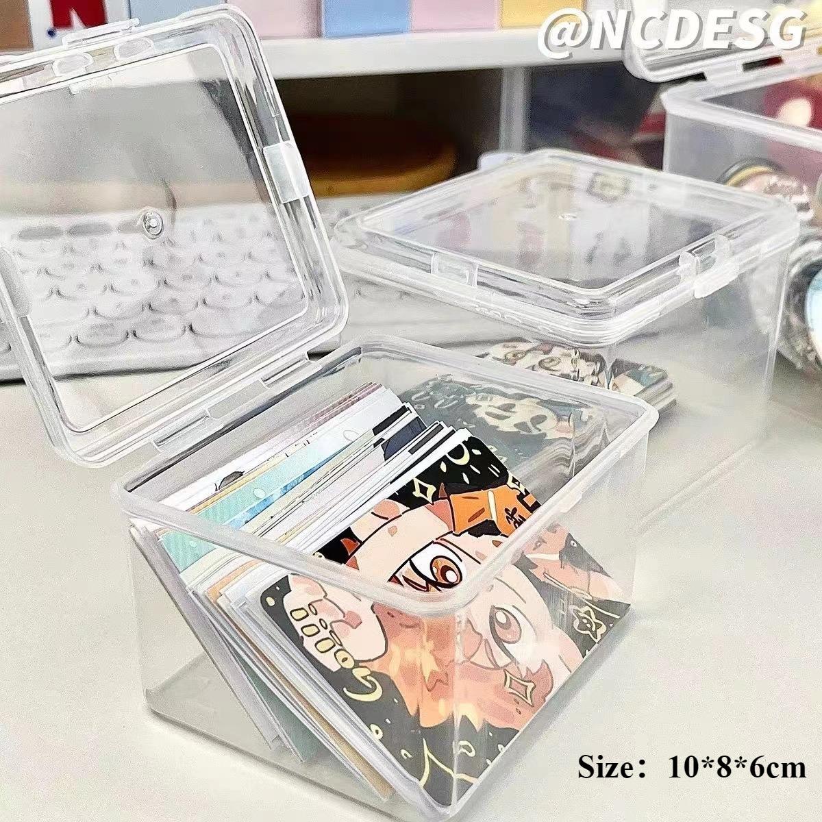 

Korean White Transparent Card Photocard Storage Boxes Organizer with Lid Waterproof Plastic Small Box Storage Case Decorative 1pcs чистий