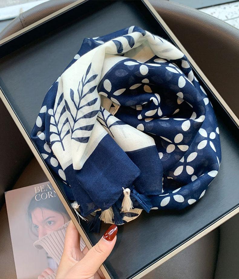 Women S Floral Printed Polyester Scarf For Air Condition Room Travel Sun Protection