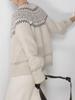 Women's Fair Isle Retro Cashmere Cardigan: Round Neck, Jacquard Sweater Coat, Loose Knit Top