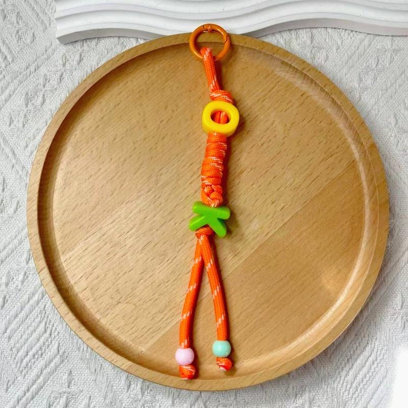 New Cross-border Cute Colorful Braided English Beaded Bag Charm Mobile Phone Chain Keychain Model 146 Wholesale Standard