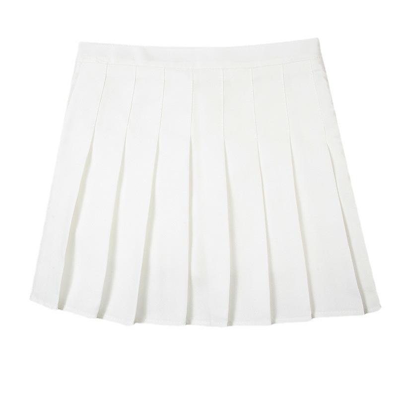 High Waist Solid Pleated Mini Skirt Women Summer Spring Korean White A-line Skirt Y2k Skort Clothes