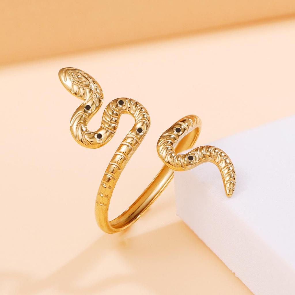 Retro Punk Snake Design Adjustable Stainless Steel Ring