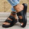 Fashion 2025 Fashion Hook Loop Platform Slippers Women Summer Thick Bottm Pu Leather Sandals Woman Comfortable Non Slip Beach Sandles 43