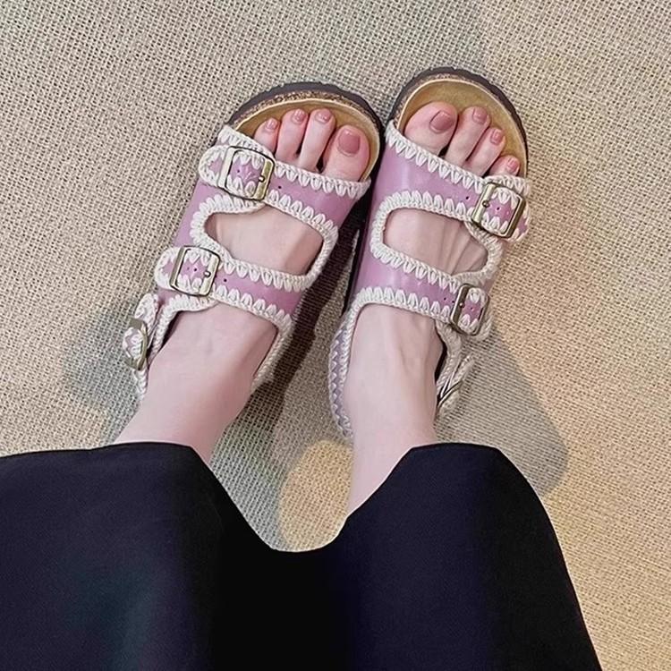 Soft Leather Version~ Thick-soled Ethnic Style Boken Shoes for Women In the Summer of 2025, New Models, Not Tired Feet, Soft-soled Maternity Sandals