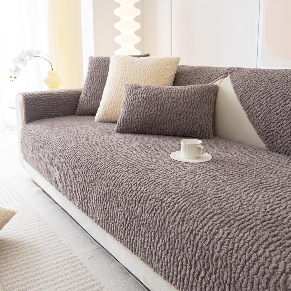 European and American Cream Style Anti-Scratching Sofa Cushion Flannel Stretch Autumn and Winter Thickening Sofa Cover Anti-Slip Cover Cloth