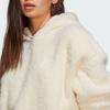 adidas Originals Solid Logo Embroidered Loose Fit Hooded Pullover Long Sleeve Cropped Sweatshirt Women Sweatshirt Beige IC2254