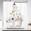 Cute Cat Shower Curtain for Kids Children Funny Fun Cartoon Kitty Animal Pattern Hilarious Girls Colorful Long Wide Pets Paw