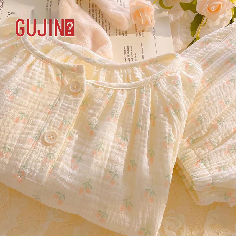 GUJIN Women s Cotton Short Sleeve Pajama Set L