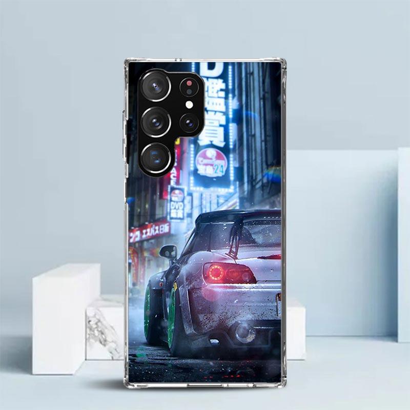 

Sport Car Drift JDM Japan Phone Case For Samsung Galaxy S24 S25 Edge S26 Ultra S22 S23 Plus S21 + S20 FE Soft TPU Back Cover Gal Samsung S22 Plus