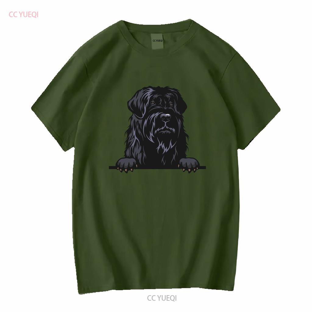 Black Russian Terrier Dog Breed Popping Up Cute Infant Toddler T Shirt Long Sleeves Vintage Washed Unisex Soft Designer Clothes