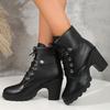 Autumn and Winter High-heeled Thick-heeled Women's Boots Muffin Thick-soled Large-size Short Boots Women's Martin Boots