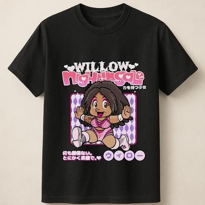 Weiden Nachtigall Kawaii Stil Grafik mit Herzen und Lächeln Unisex T-Shirt Unisex T-Shirt