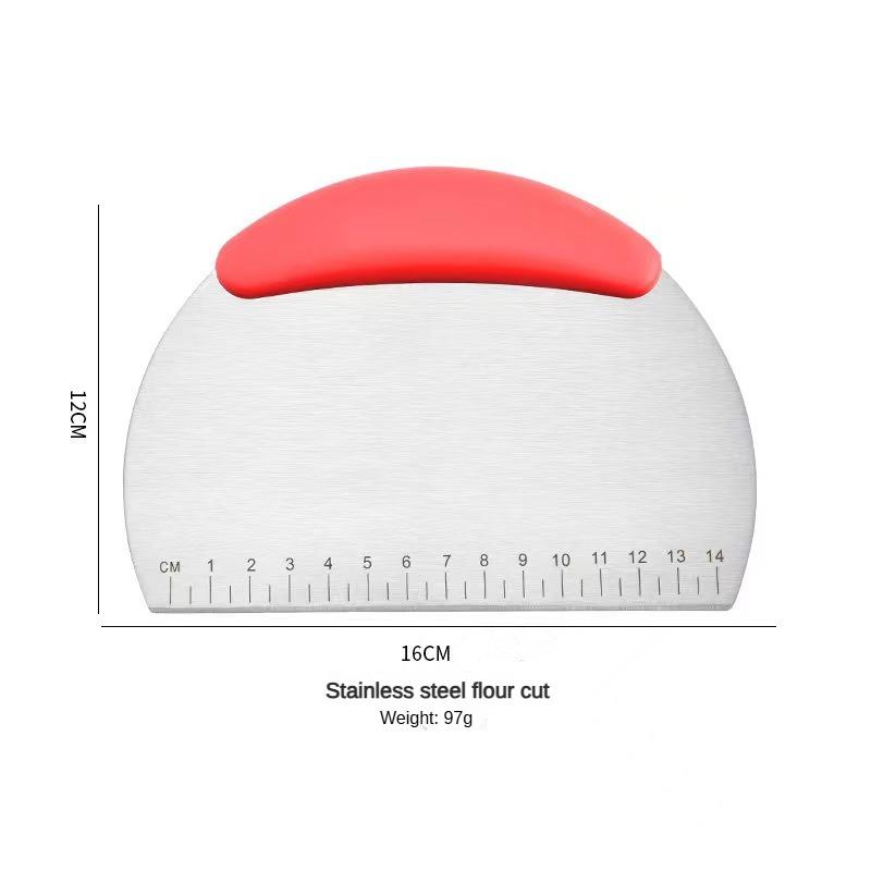 1Piece Flour Cutter Stainless Steel with Scale Flour Dough Cutter Rice Noodles Scraper Household Kitchen Cake Baking Scraper