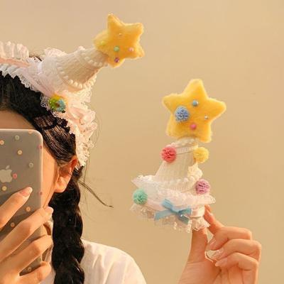 Soft Fabric Velvet Headband Birthday Series Cake Decor Bright Color Hair Hoop Hand-Crafted Hair Accessory