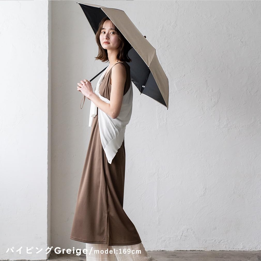 Vita Felice Folding Umbrella for Sunny and Rainy Days Type Umbrella [VITAFELICE] (Lightweight/Tote Bag) Women's Pru-30178z (Piping Grey)