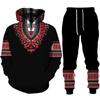 Afrikanischer Dashiki-Hoodie/Anzug für Herren, lässig, 3D-gedruckt, Ethno-Stil, Sweatshirt, Hose, Set für Herren/Damen, Folk-Custom Streetwear-Trainingsanzug