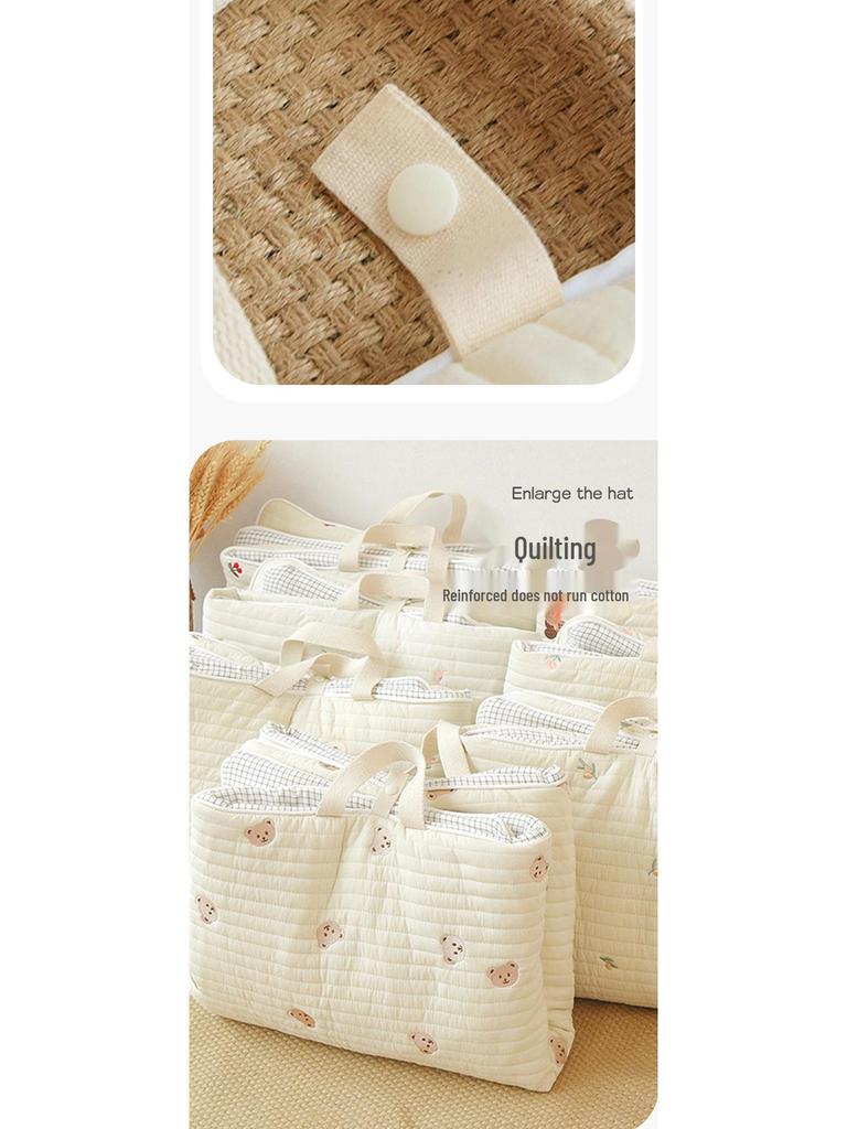 Tragbare Atmungsaktive Baumwoll-Babykrippenmatratze - Bestickt, Maschinenwaschbar, Faltbar für Nickerchen