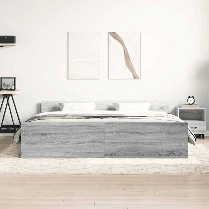 VidaXL Bed Frames Headboard and Footboard Grey Sonoma 200x200 Cm 3203738